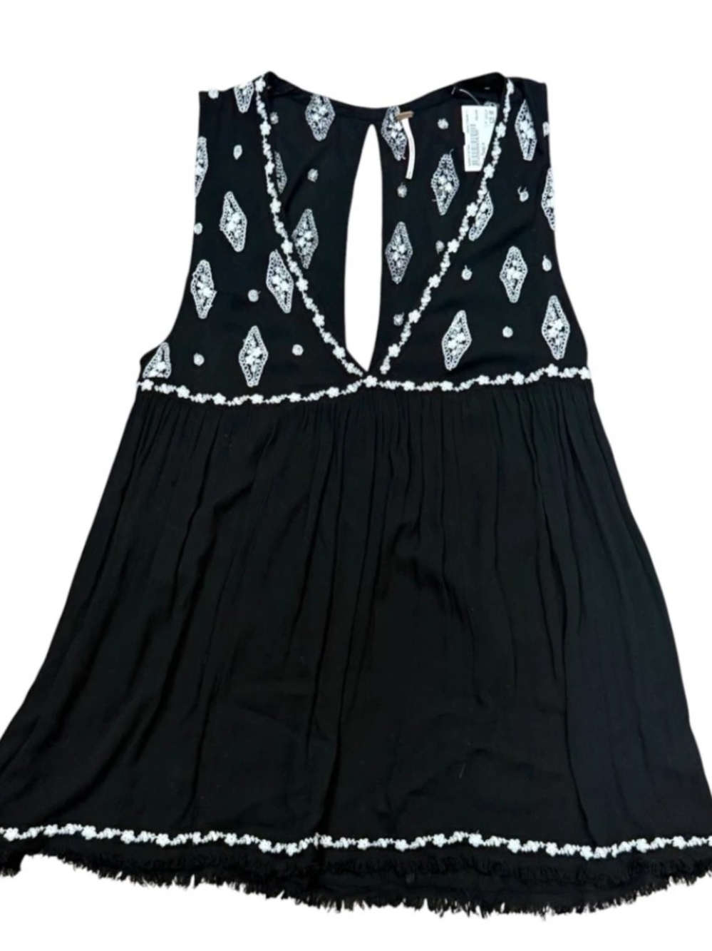 Free People sleeveless diamond embroidered tank top